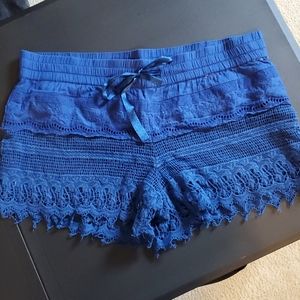Navy Crochet Shorts